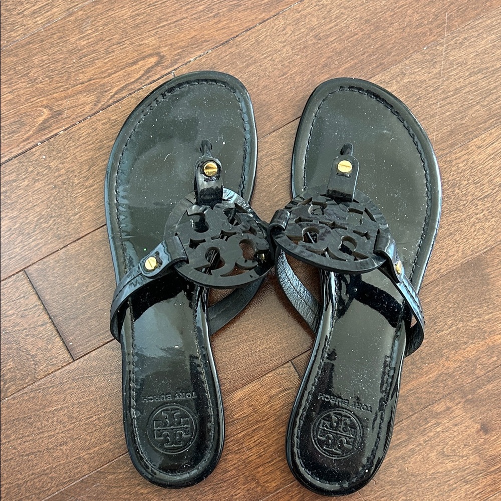Tory Burch Glossy Black Sandals
